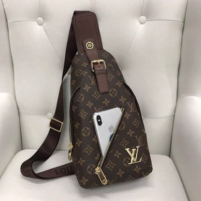Classic Brown VL Print Backpack Chest Bag XC0423081604