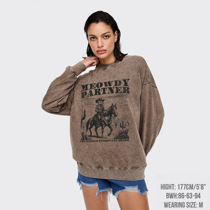 The Ultimate Cowboy Cat Legend Washed Sweatshirts