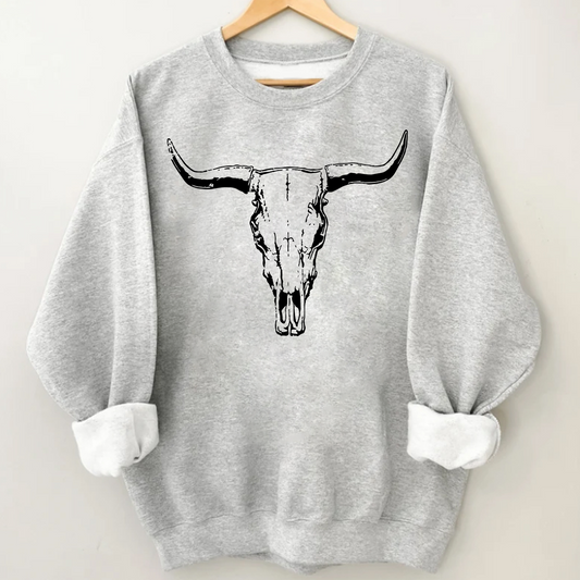 Boho Cow Skull Western Cowboy Sweatshirt