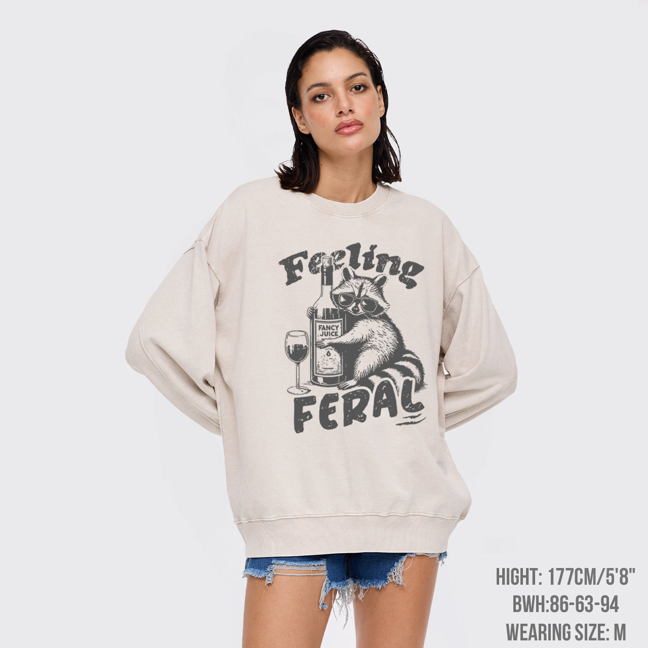 Feeling Feral Of Raccoon Washed Sweatshirts