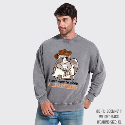 Sleep And Eat Garbage Washed Sweatshirts